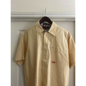 Tommy Hilfiger Shirt Adult Large Yellow Button Up Short Sleeve Collard Men's